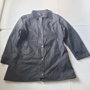 Barbour Newmarket Jacket Womens 14 Black Waxed Cotton Plaid Lined Mid Length